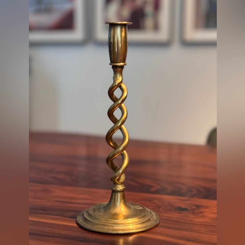 Vintage Brass Candlestick Peerage Barley Twist Candle Holder